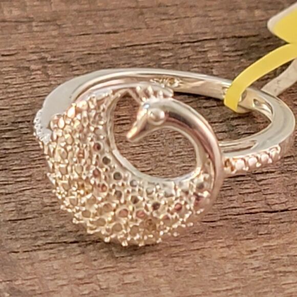 New Sterling Stylized Peacock Ring - Picture 1 of 5